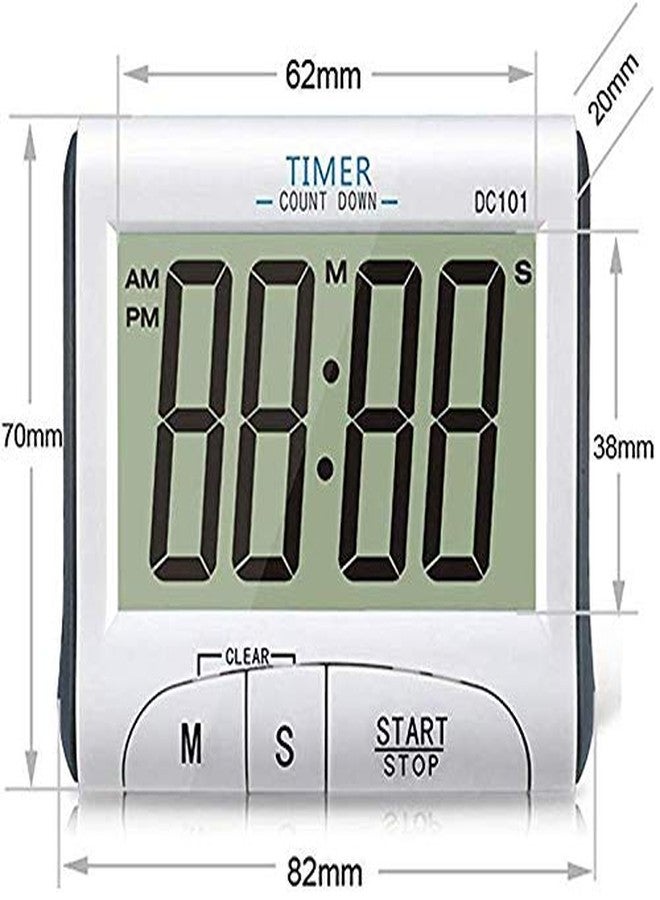 we3 Digital Kitchen Timer & Stopwatch, Large Digits, Loud Alarm, Magnetic Stand (DC101) - Image 2